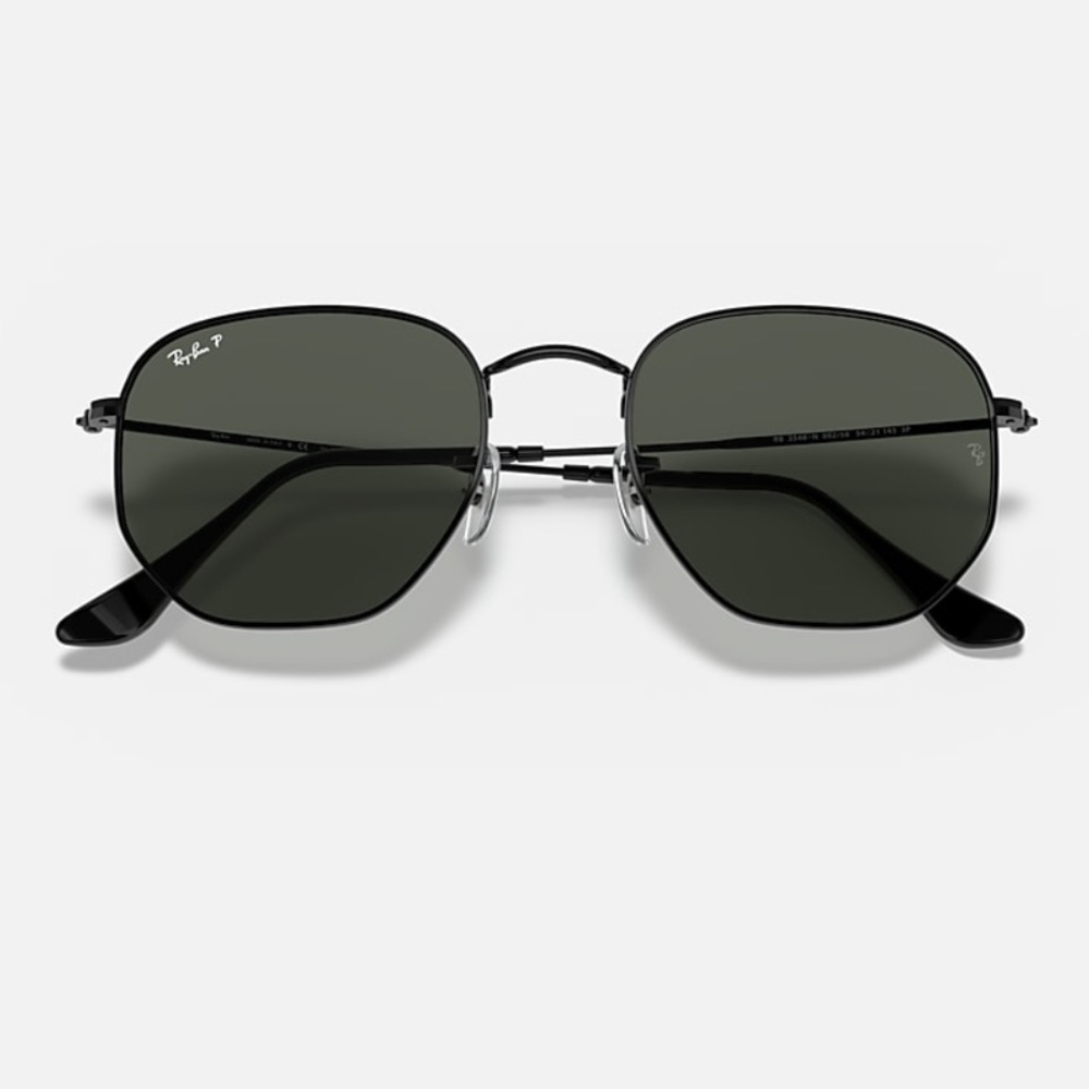 RAY•BAN Hexagonal Black Polarized Sunglasses - 51x21 - RB3548N